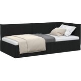 Kutni okvir kreveta s uzglavljem Crna 90 x 190 cm tkanina | shoptok.hr