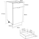 MID.YOU Kuhinjska Spodnja Omarica Fasola, Bela, Hrast, Š 40cm | Shoptok.si