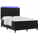  LED Box Spring Krevet s uzglavljem Crna 140 x 190 cm Baršun | shoptok.hr