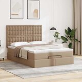  Ottoman krevet s madracem i LED diodama Cappuccino 140x190 cm umjetna koža | shoptok.hr