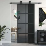  Klizna vrata crna 90 x 205 cm od kaljenog stakla i aluminija | shoptok.hr