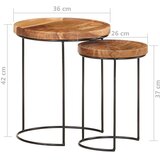  2-dijelni set stolića za kavu od masivnog drva bagrema i čelika | shoptok.hr