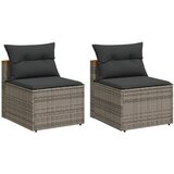  The Living Store Vrtni kavč brez naslonjal z blazinami 2 kosa siv poli ratan - Vrtni Kavč, (21461229) | Shoptok.si