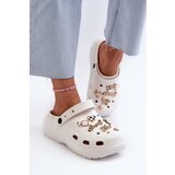 Kesi Women's lightweight foam slippers with thick sole and studs, white Effiora Cene