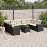 vidaXL 10-dijelni set vrtnih sofa s jastucima crni od poliratana | shoptok.hr
