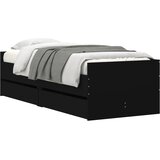  Okvir kreveta s ladicama crni 75 x 190 cm konstruirano drvo | shoptok.hr