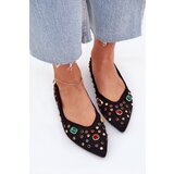 Boto Women's Ballerinas Decorated With Crystals Black Valena | shoptok.hr