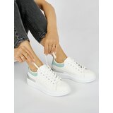 Shelvt White women's sneakers with a green element | shoptok.hr
