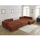 Bobochic Paris opečnato oranžna raztegljiva kotna sedežna garnitura iz rebrastega žameta (levi kot/v obliki črke "u") lucien | Shoptok.si