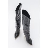 LuviShoes Women's Navy Black Printed Heeled Boots | Shoptok.si