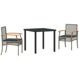 vidaXL 3-delni vrtni jedilni set z blazinami siva poli ratan | Shoptok.si
