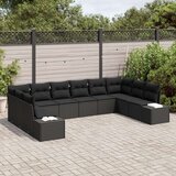  10-delni set vrtnem kavču s blazinami črnega poli ratana, (22093802) | Shoptok.si
