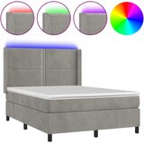  Krevet box spring s madracem LED svjetlosivi 140x200 cm baršun | shoptok.hr