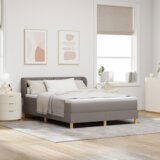 Box Spring Krevet s Madracem - Taupe 140x200 cm Tkanina Cijene
