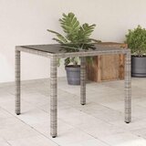 vidaXL Vrtni stol sa staklenom pločom sivi 90x90x75 cm od poliratana | shoptok.hr