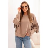 Kesi Włoski Women's butter-colored sweatshirt with decorative sleeves fango | ePonuda.com