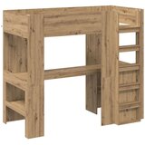  Postelja na podstrešju z mizo Umetni hrast 75 x 190 cm, (5000137064) | Shoptok.si