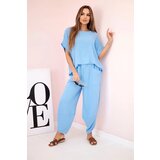 Kesi Włoski Viscose blouse + pants set blue Cijene