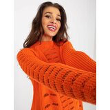 Fashion Hunters Orange openwork oversize sweater with wool Cene