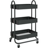 vidaXL Kolica s 3 razine crna 43 x 34 x 79 cm čelična | shoptok.hr
