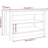  Klupa za cipele siva 70 x 38 x 45 5 cm od masivne borovine | shoptok.hr