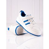 TRENDI children's sneakers made of eco leather white and blue Cene