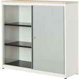 mauser Omara z drsnimi vrati, VxŠxG 1180 x 1200 x 432 mm, plošča iz umetne mase, 2 polici, čista bela / aluminijasto siva / javor | Shoptok.si