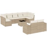  10-dijelni set vrtnih sofa s jastucima bež od poliratana 83 x 62 x 69 cm | Shoptok.si