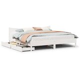 vidaXL Okvir kreveta s ladicama bijeli 200 x 200cm od masivne borovine | shoptok.hr