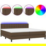  Krevet box spring s madracem LED tamnosmeđi 200x200 cm tkanina | shoptok.hr