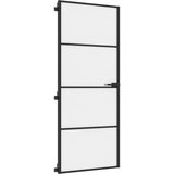 Sobna vrata tanka crna 83 x 201,5 cm kaljeno staklo i aluminij | shoptok.hr