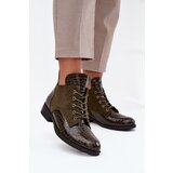 VINCEZA Patent Leather Women's Ankle Boots With Decorative Embossing Lined | Shoptok.si