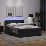 vidaXL Otomanski posteljni okvir z vzmetnico črn 140x190 cm um. usnje | Shoptok.si