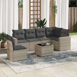 vidaXL 7-dijelni set vrtnih sofa svjetlosivi od poliratana | shoptok.hr