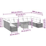  Set Vrtnih Kauča s Jastucima od 11 Dijelova Sivi Poli Ratan Akacija | shoptok.hr
