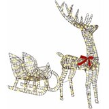  Reindeer vuče saonice Topla bijela 70 x 26 x 129 cm Ratan Slike