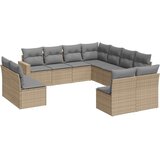  The Living Store Vrtna sedežna garnitura 11-delna z blazinami bež poli ratan - Vrtna Sedežna Garniture, (21459666) | Shoptok.si