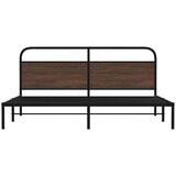 Metalni Kovinski posteljni okvir brez vzmetnice rjavi hrast 200x200 cm, (21607687) | Shoptok.si