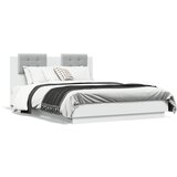  The Living Store Posteljni okvir z vzglavjem in LED bel 135x190 cm - Posteljni Okvir, (21499849) | Shoptok.si