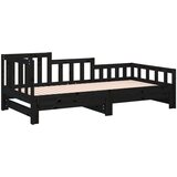  Izvlečna dnevna postelja črna 2x(80x200) cm trdna borovina, (20685002) | Shoptok.si