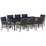  Vrtni set za objed s jastukom 9 pcs Siva i crna Ratan | shoptok.hr