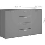  Komoda siva 120 x 35 5 x 75 cm od konstruiranog drva | shoptok.hr