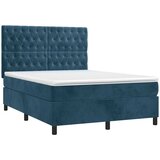 Krevet box spring s madracem LED tamnoplavi 140x190 cm baršun | Eponuda.ba
