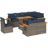  9-dijelni set vrtnih sofa poliratan i bagrem s jastucima sivi | shoptok.hr