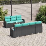  Sjedeća garnitura za vrt 8 kom. Crna i Tirkizna poliratan 234 x 62 x 69 cm | shoptok.hr