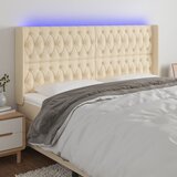  LED uzglavlje krem 203 x 16 x 118/128 cm od tkanine | Shoptok.si