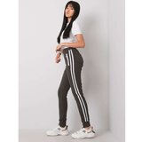 Fashion Hunters Dark khaki sweatpants with stripes Cene