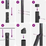 vidaXL Heksagonalna ograja Siva 1.5x10 m Jeklo, Ograjni stebri z osnovnimi ploščami 7 kos Ø32mm 83.5cm Galvanizirano jeklo | Shoptok.si
