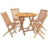  5-dijelni sklopivi vrtni bistro set Prirodna - Osmerokut 4 sjedala Bez naslona za ruke | shoptok.hr