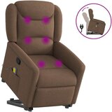 vidaXL Masažni naslonjač na podizanje od tkanine smeđi | shoptok.hr